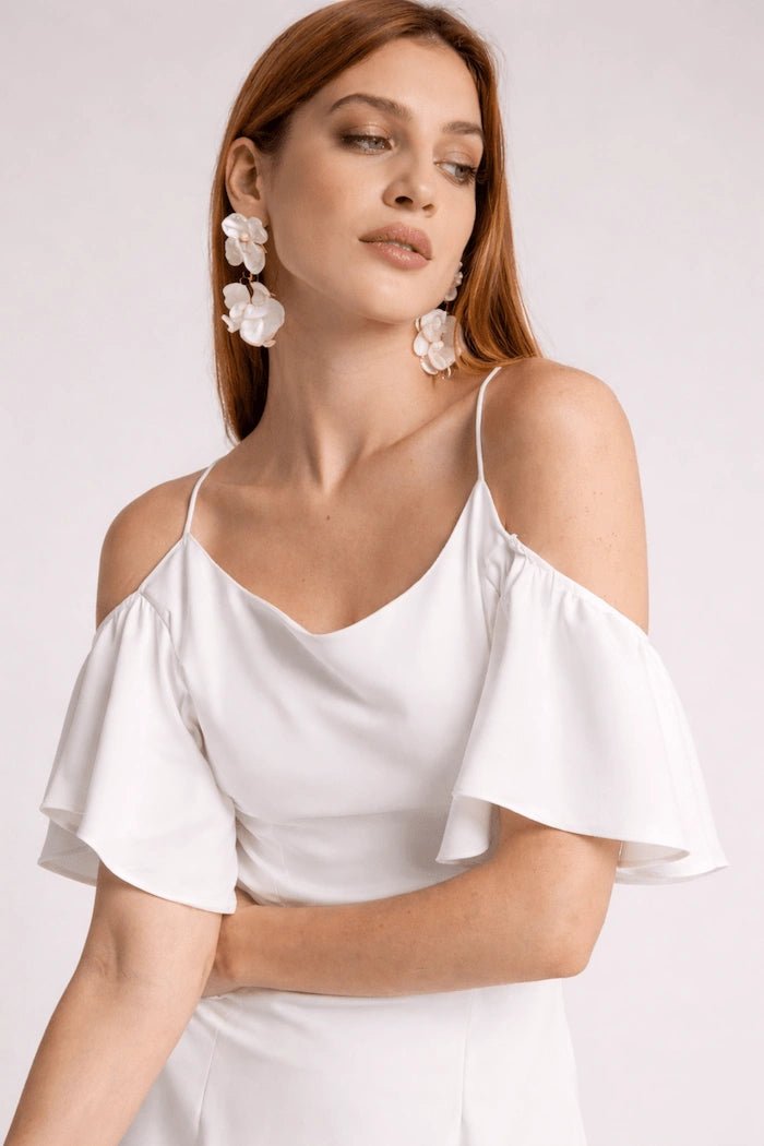 Satin Cold - Shoulder Siren Dress – Bianco - ELLY