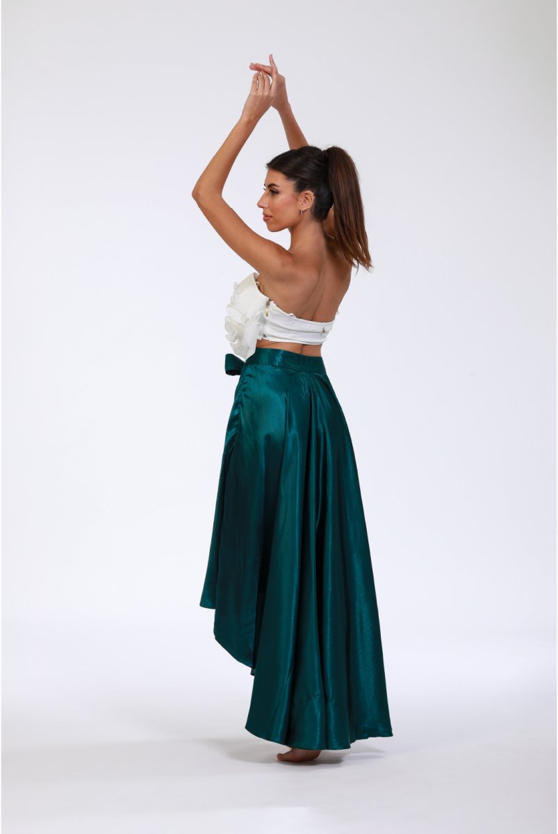 Satin Forest High-Low Skirt - ELLY