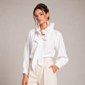 Satin Ruffled Neck Blouse - ELLY