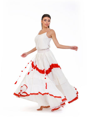 Serene Surplice Embroidered Maxi Skirt - ELLY