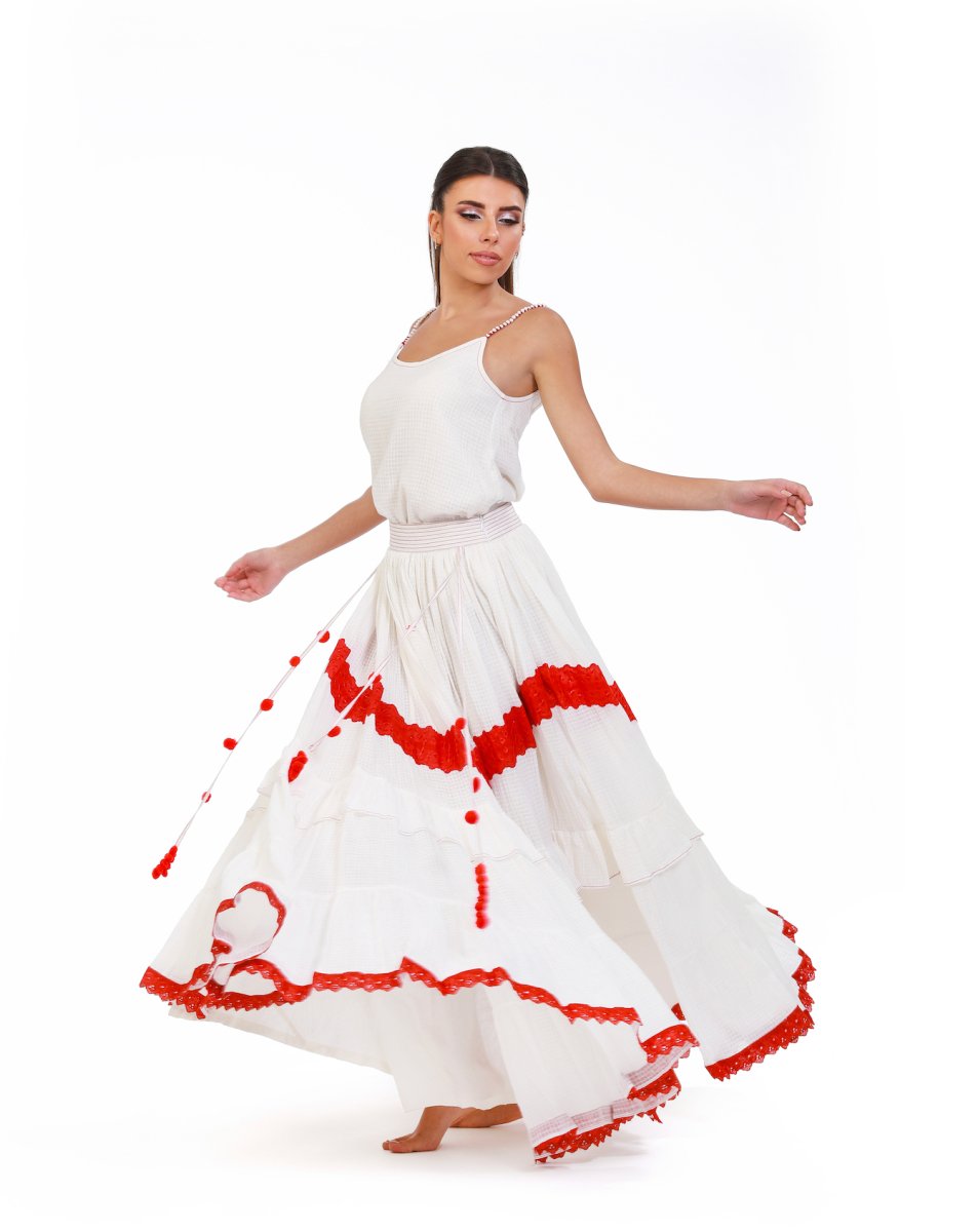 Serene Surplice Embroidered Maxi Skirt - ELLY