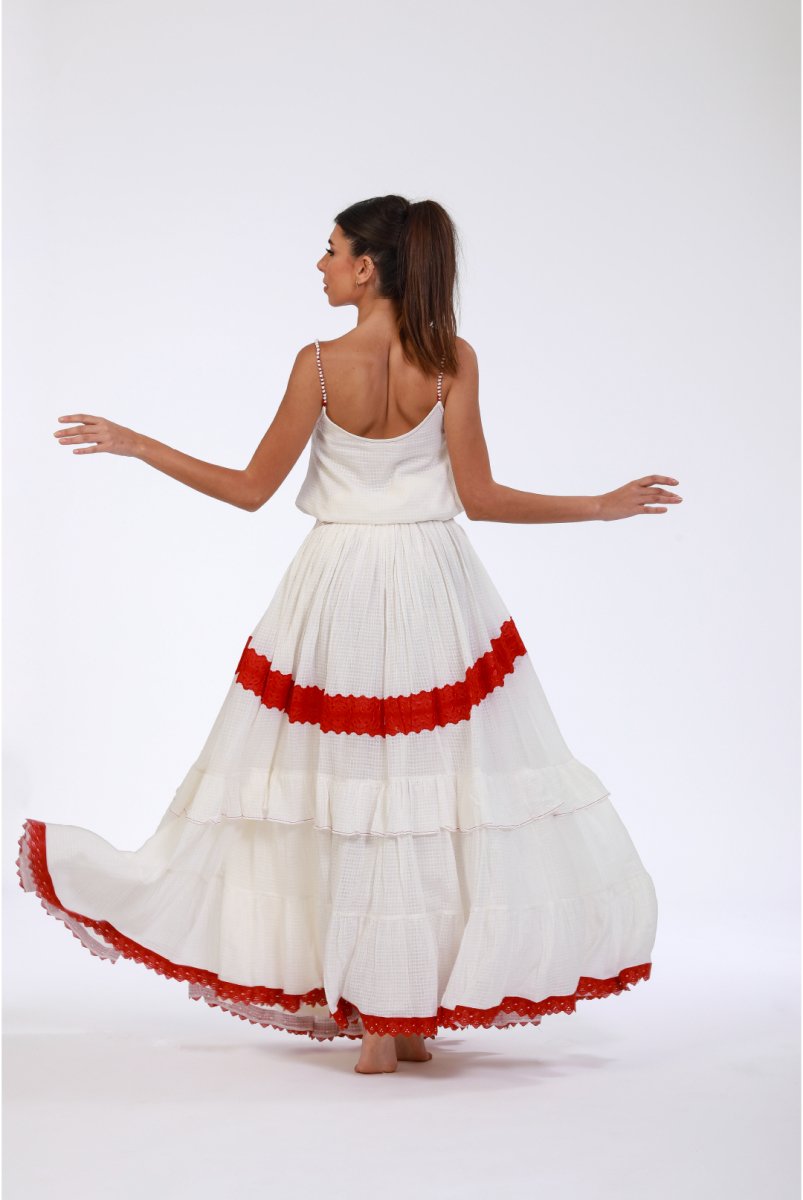 Serene Surplice Embroidered Maxi Top - ELLY