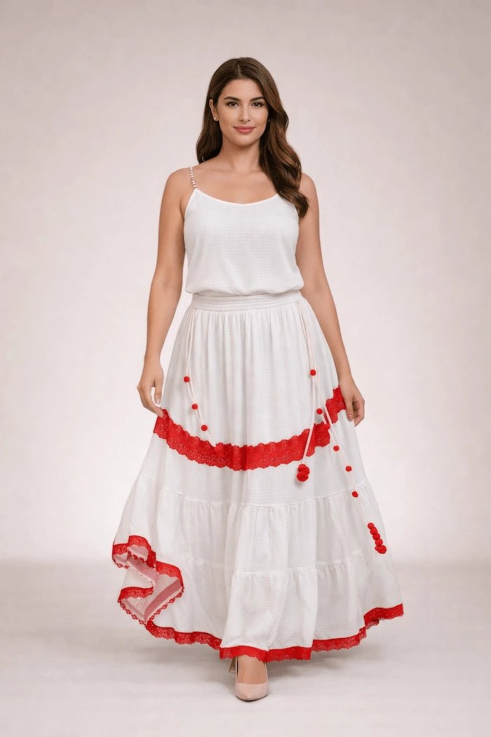 Serene Surplice Embroidered Maxi Top - ELLY