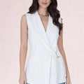 Sleeveless Belted Jacket – Bianco - ELLY