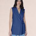 Sleeveless Belted Jacket – Blu - ELLY