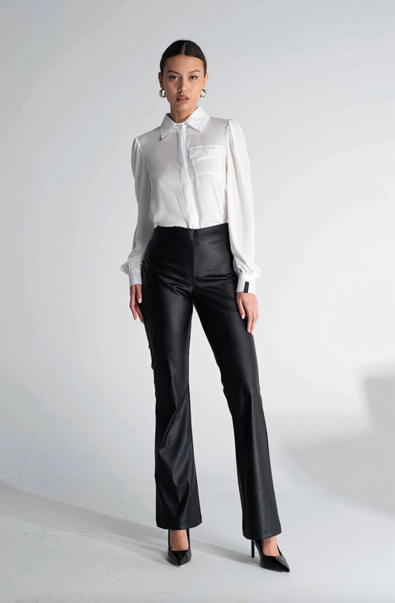 Soft Touch White Pocket Shirt - ELLY