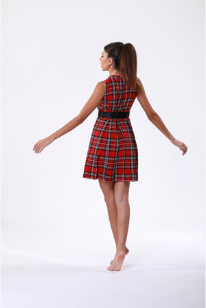 Striped Buffalo Plaid Midi Dress - ELLY