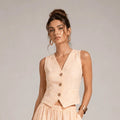 Striped Linen - Blend Tailored Gilet - ELLY