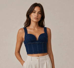 Sultry Denim Corset Top - ELLY