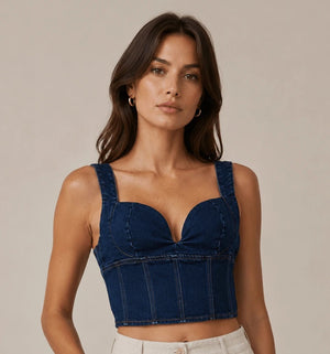 Sultry Denim Corset Top - ELLY