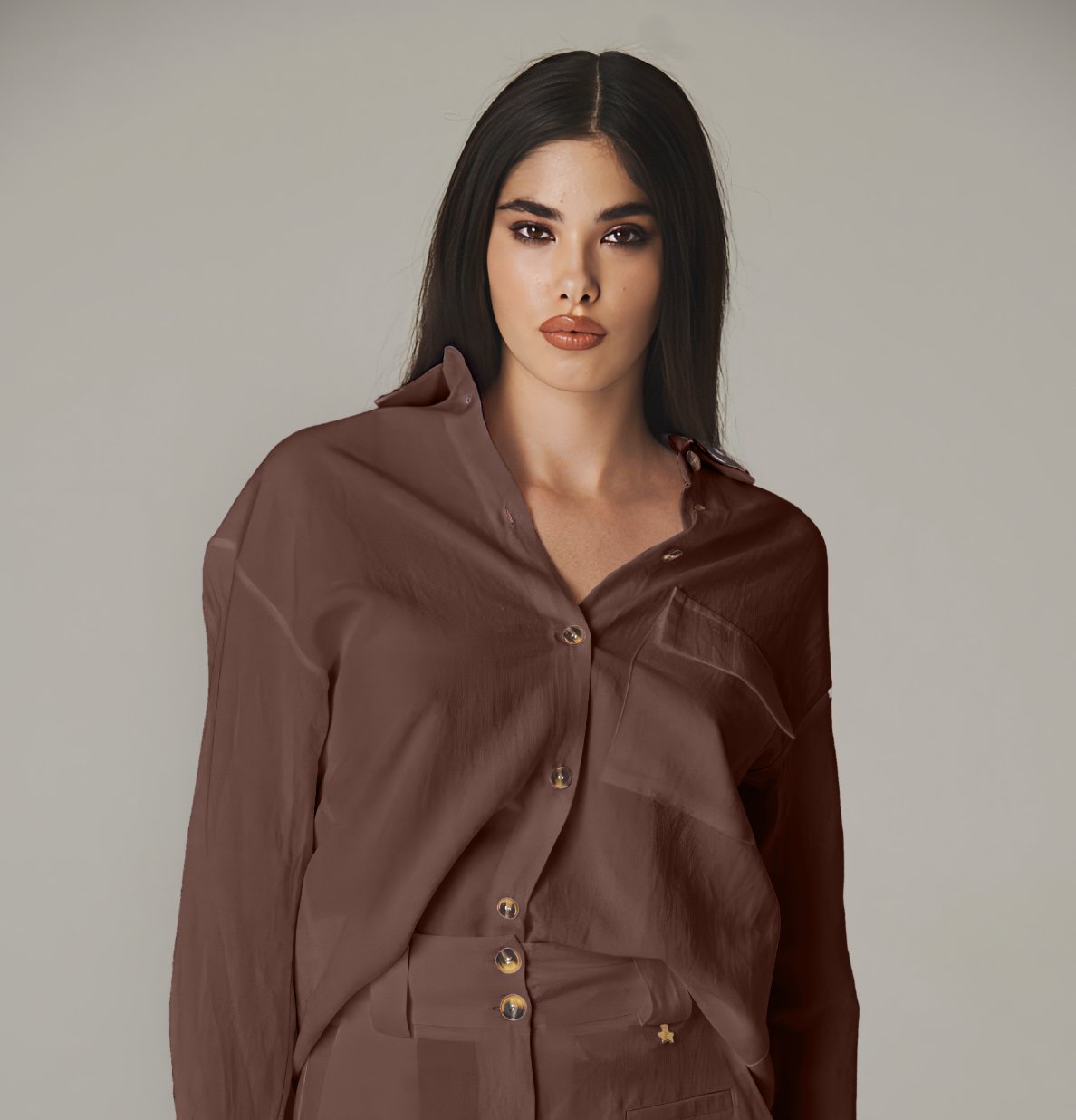 Sunshine Ready Marrone Linen Shirt - ELLY