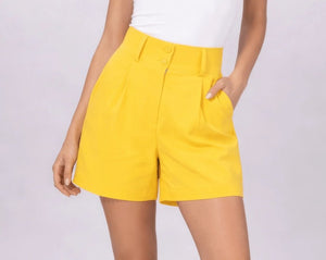 Sunshine Yellow Tailored Shorts - ELLY