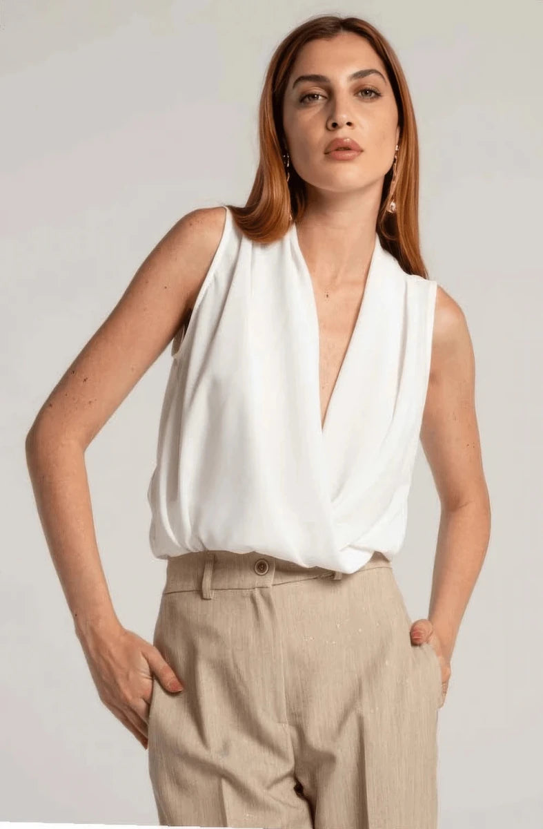 Tailored Wide - Leg Pants Beige - ELLY