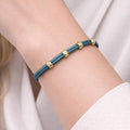 Teal Leather & Gold Accent Bracelet - ELLY