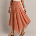 Terra Rose Asymmetric Midi Skirt - ELLY