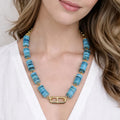 Turquoise Blue Nacre Stone Necklace – Gold Plated - ELLY