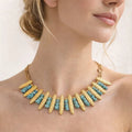 Turquoise & Gold Statement Necklace - ELLY