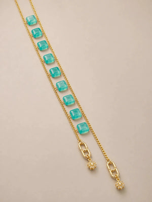 Turquoise Jade Double Chain Necklace - ELLY