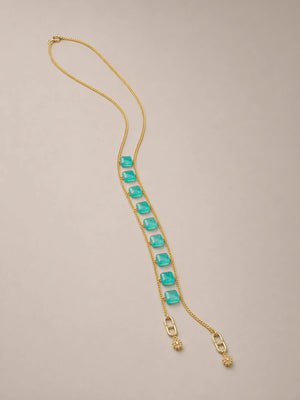 Turquoise Jade Double Chain Necklace - ELLY
