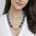 Turquoise Nacre Disc Necklace – 18K Gold Plated - ELLY
