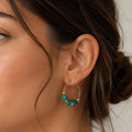 Turquoise Nacre & Gold Hoop Earrings - ELLY