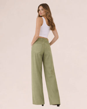 VerdeSalvia Wide - Leg High - Waisted Pants - ELLY