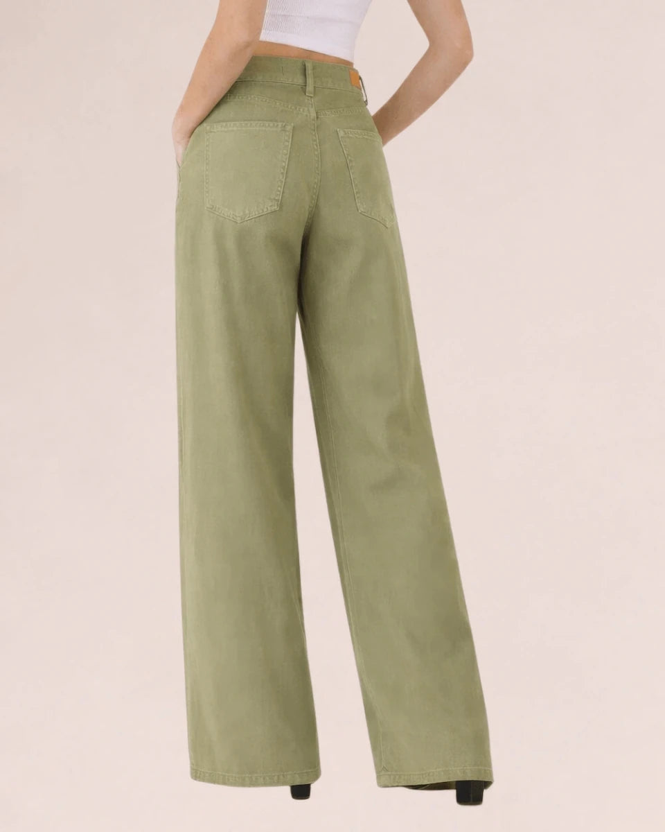 VerdeSalvia Wide - Leg High - Waisted Pants - ELLY