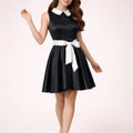 Vintage Black Petal Sleeveless Dress - ELLY