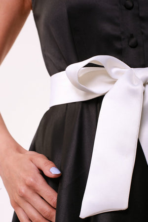 Vintage Black Petal Sleeveless Dress - ELLY