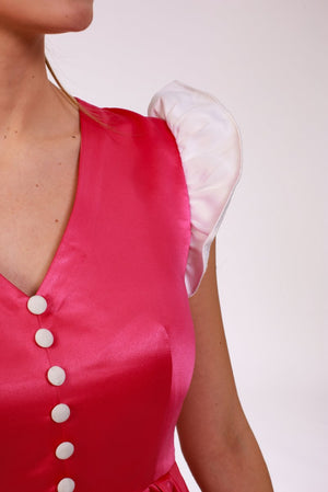 Vintage Blush Elegance V - Neck Dress - ELLY