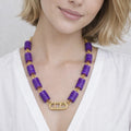 Violet Nacre Stone Link Necklace - ELLY