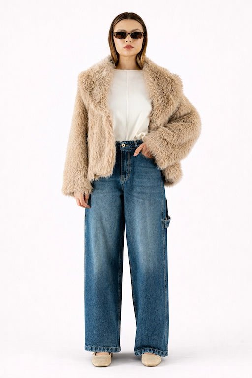 Wide - Leg Frayed Hem Jeans - ELLY