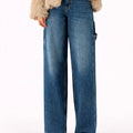 Wide - Leg Frayed Hem Jeans - ELLY