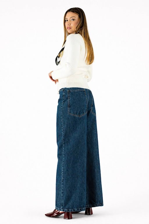 Wide - Leg Raw Denim Jeans - ELLY