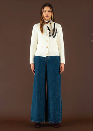 Wide - Leg Raw Denim Jeans - ELLY