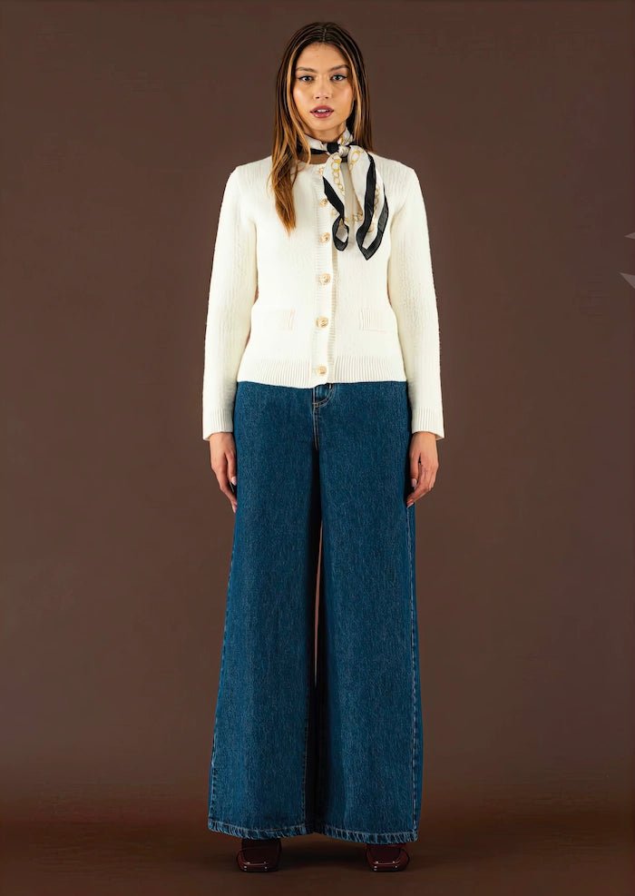 Wide - Leg Raw Denim Jeans - ELLY