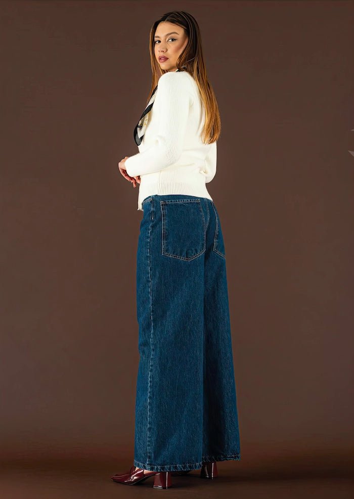 Wide - Leg Raw Denim Jeans - ELLY