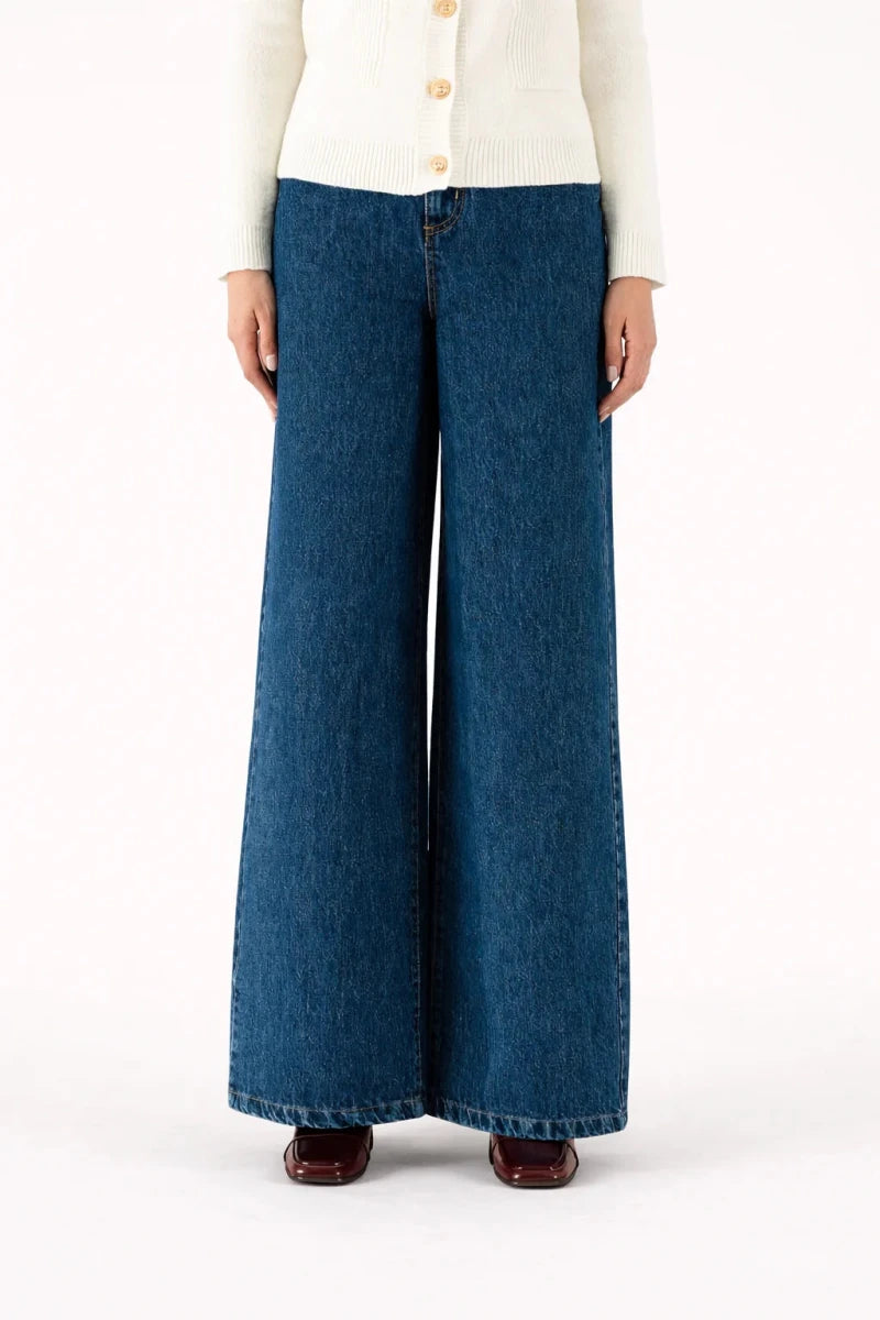 Wide - Leg Raw Denim Jeans - ELLY