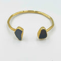 18 karat gold plated brass bracelet featuring a stunning agate stone - ELLY