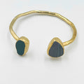 18 karat gold plated brass bracelet featuring a stunning agate stone - ELLY