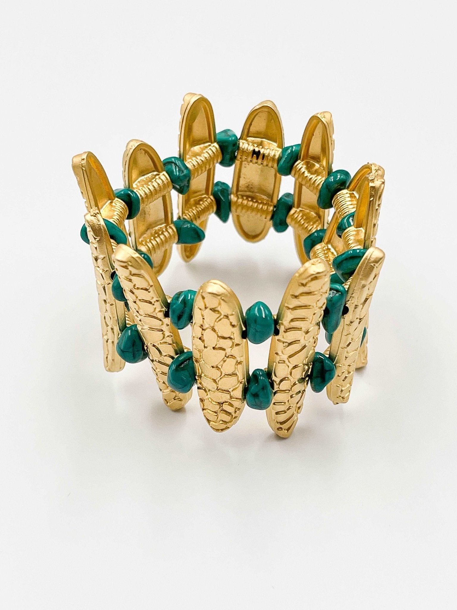 18 Karat gold plated brass bracelet with turquoise stone - ELLY