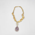 18 karat gold plated necklace featuring a striking agate stone pendant - ELLY