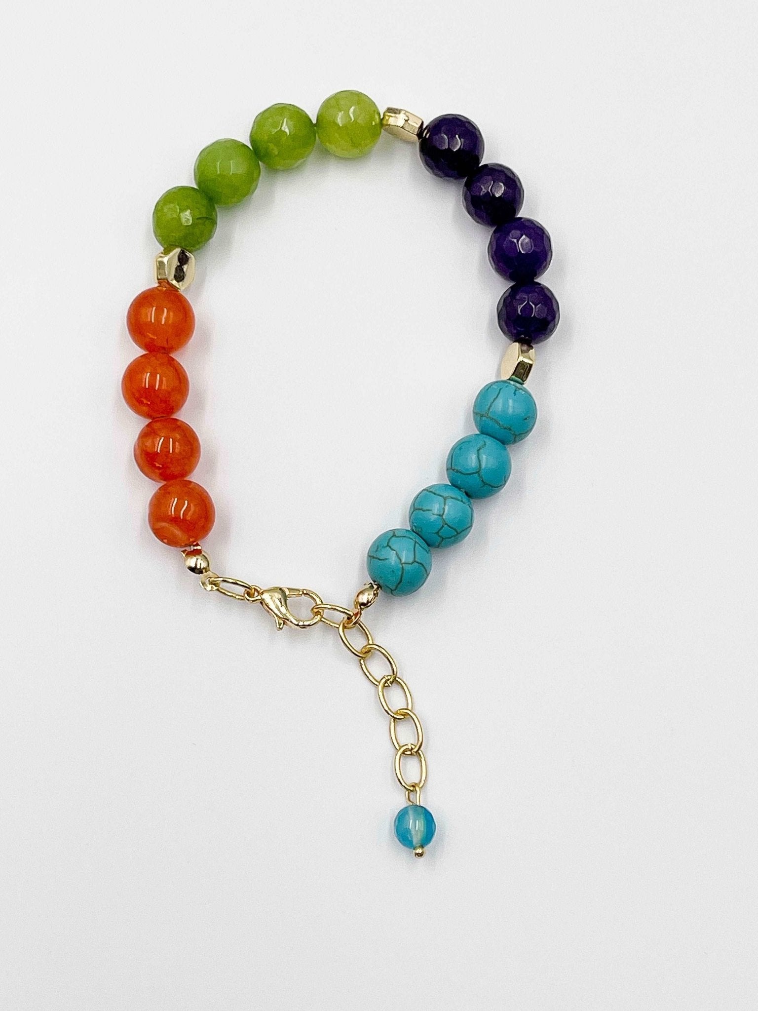 Agate and Turquoise Stone Bracelet, gold plated 18 karat - ELLY