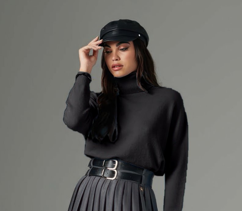 Black High Neck Sweater - ELLY