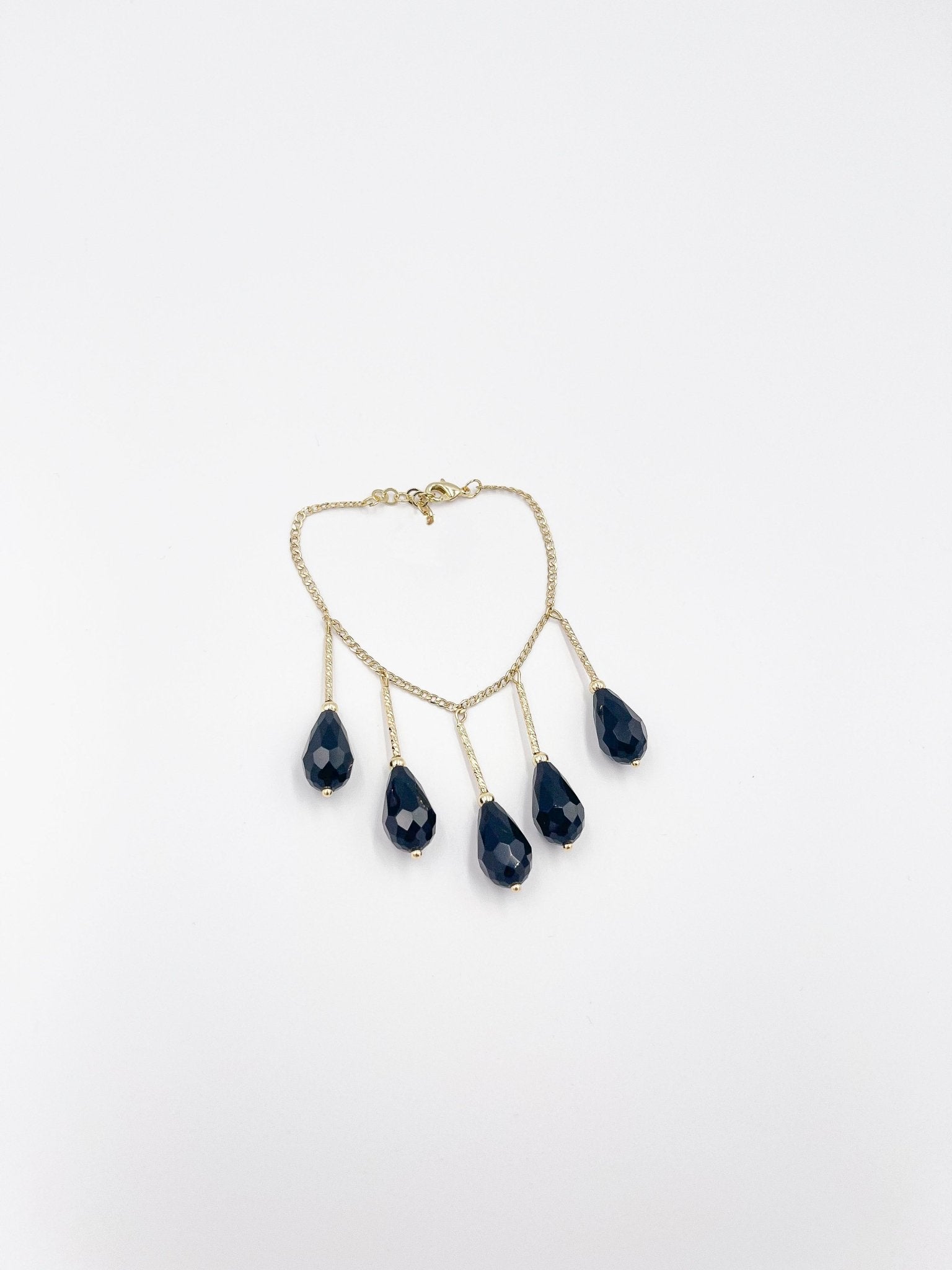 Black Preciosa Czech Crystal 18 Karat Gold-Plated Brass Bracelet - ELLY