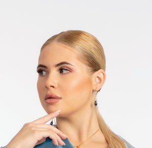 Black Preciosa Czech Crystal 18 Karat Gold-Plated Brass Long and Short Earrings - ELLY