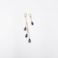 Blue Preciosa Czech Crystal 18 Karat Gold-Plated Brass Long and Short Earrings - ELLY