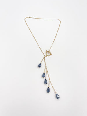 Blue Preciosa Czech Crystal 18K Gold-Plated Brass Necklace - ELLY