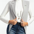Casual Grey Freesize Lapel Vest - ELLY