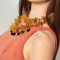 Gold Leaf Necklace Featuring Preciosa Czech Crystals - ELLY